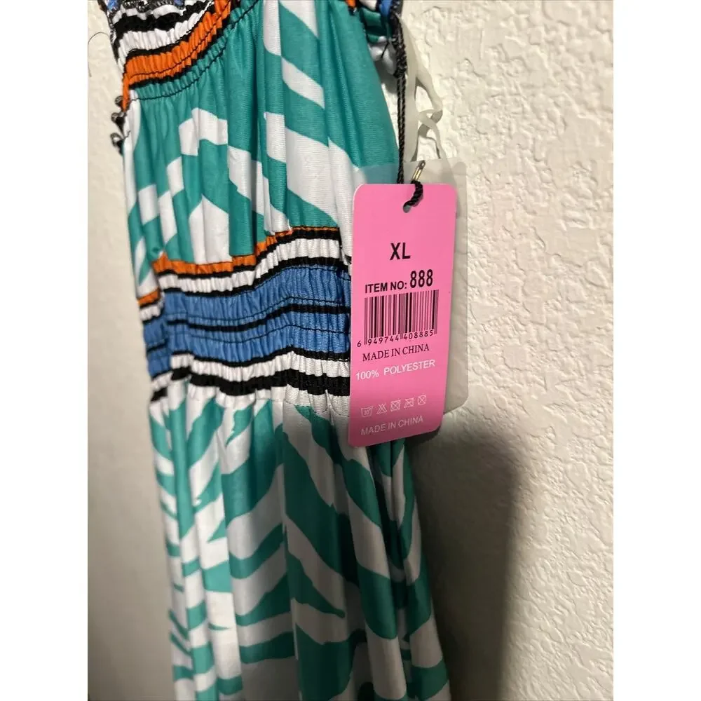 Women’s Ace Fashion Multi Color Summer Dress NWT XLarge Long - Picture 3 of 3